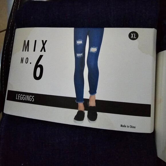 NWT/NIP: MIX No 6 Blue Distressed Leggings - Picture 2 of 5